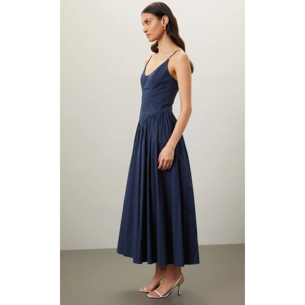 Staud Dena Blue Cotton Dress ize 4 - Picture 3 of 9